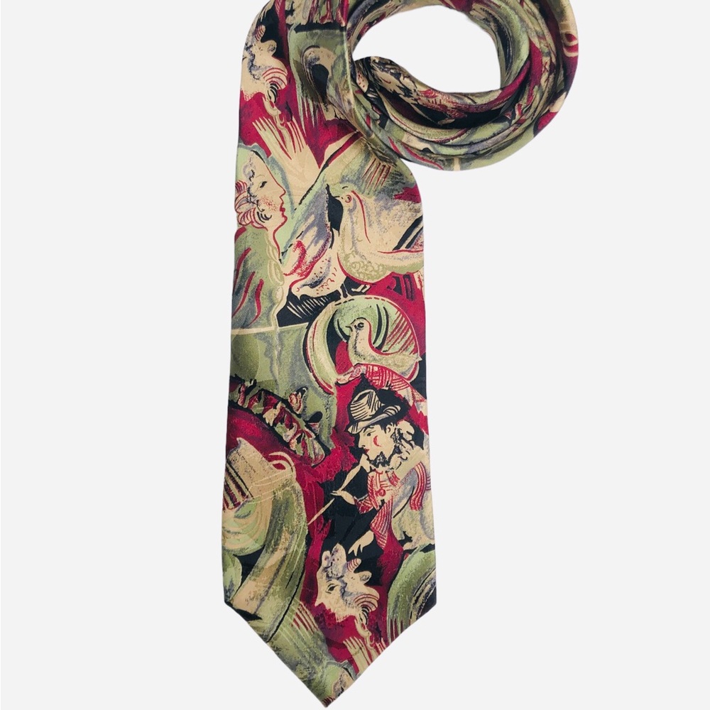 VTG Gianmarco Lotti Silk Necktie Tie Made in Italy Handmade Gian Marco Lotte Art